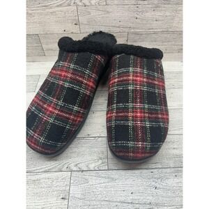 Alegria Women's Sz 7-8 Red Plaid Black Fur Lined Clogs Slippers‎ Warm Slip On